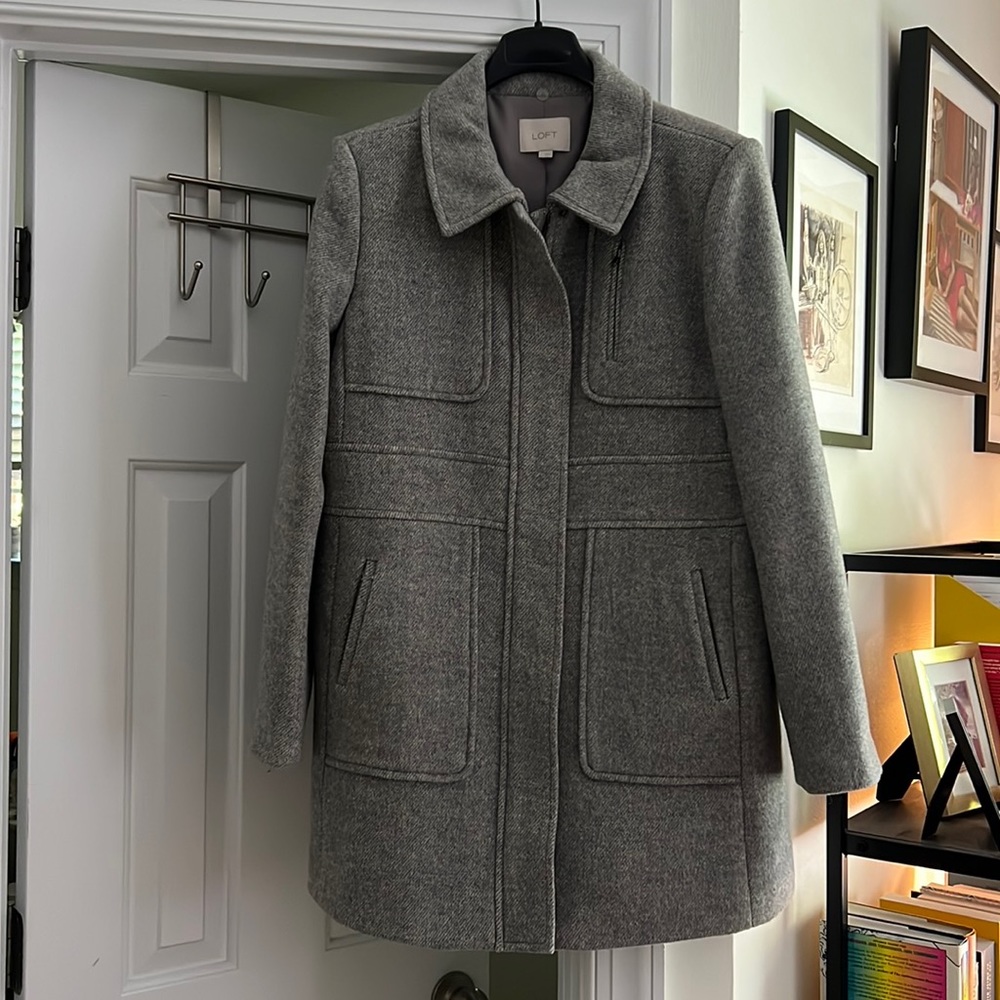 Grey pea coat from Loft